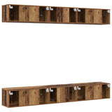 TV Cabinet Set Wall-mounted 6 pcs Old Wood Engineered Wood 3393474