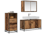 Bathroom Furniture Set with Door 3 pcs Old Wood Engineered Wood 3402456