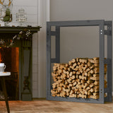 Firewood Rack Grey 80x25x100 cm Solid Wood Pine 822419