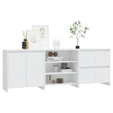3 Piece Sideboard White Engineered Wood 3098073