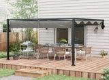 3 x 4m Lean To Steel Pergola, with Moving Fabric Canopy - Dark Grey T3398P317620