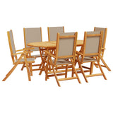 ZNTS 7 Piece Garden Dining Set Solid Wood Acacia and Textilene 3279312