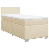 Box Spring Bed with Mattress Cream 100x200 cm Fabric 3285797