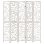 Room Divider 5 Panels White Solid Wood Paulownia 358743