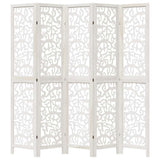 Room Divider 5 Panels White Solid Wood Paulownia 358743