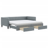 Daybed with Trundle and Drawers Light Grey 90x190 cm Fabric 3196653