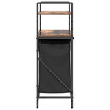 Laundry Basket 2 Compartments with Shelves Smoked Oak 859087
