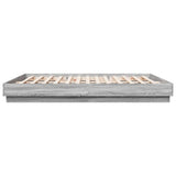 Bed Frame with LED without Mattress Grey Sonoma 200x200 cm 3209770