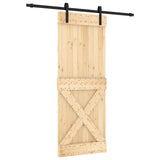Sliding Door Natural and Black 80 x 210 cm Solid Pine Wood 3444905