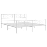 Metal Bed Frame without Mattress with Footboard White 183x213cm 372251