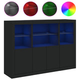 Sideboards with LED Lights 3 pcs Black Engineered Wood 3209108