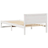 Bed Frame with Headboard White 90 x 190 cm Solid Pine Wood 873296