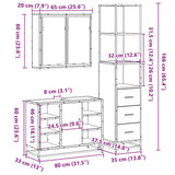 3 Piece Bathroom Furniture Set Brown Oak Engineered Wood 3301154