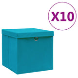 Storage Boxes with Covers 10 pcs 28x28x28 cm Baby Blue 325234
