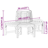 Half Round Tree Bench 160 cm Solid Wood Eucalyptus 319423