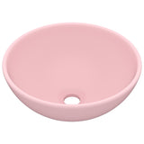 ZNTS Luxury Bathroom Basin Round Matt Pink 32.5x14 cm Ceramic 146966