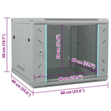 Network Cabinet with Storage Grey 60 x 60 x 50 cm Steel 42017639