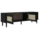 TV Cabinet SENJA Rattan Look Black 158x40x49cm Solid Wood Pine 358045