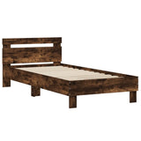 Bed Frame without Mattress with LED Lights Smoked Oak 75x190 cm 838754