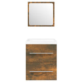 Sink Cabinet with Built-in Basin Smoked Oak Engineered Wood 3114168