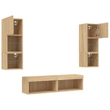 6 Piece TV Wall Units with LED Sonoma Oak Engineered Wood 3216617