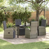 Garden Dining Set with Cushion 5 pcs Grey Poly Rattan 3379502
