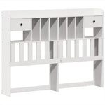 ZNTS Bookcase Bed without Mattress White 150x200 cm King Size Solid Wood Pine 3323141