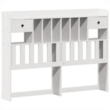 ZNTS Bookcase Bed without Mattress White 150x200 cm King Size Solid Wood Pine 3323141
