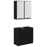 Bathroom Cabinet Set with Shelf 2 pcs Black Oak Engineered Wood 3416132