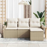 Sofa Set with Cushion 4 pcs Beige and White Poly Rattan 3354660