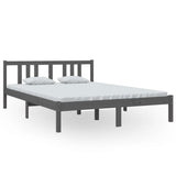 Bed Frame without Mattress Grey Solid Wood 140x200 cm 814886
