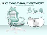 Cat Ear and Paw Reclining Office Chair, with Footrest - Light Blue/White T3398P377433