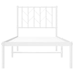 ZNTS Metal Bed Frame without Mattress with Headboard White 75x190cm 374476