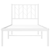 ZNTS Metal Bed Frame without Mattress with Headboard White 75x190cm 374476