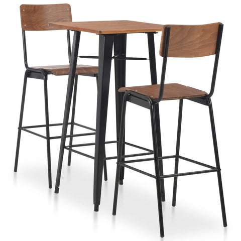 3 Piece Bar Set Steel Brown Black 276847