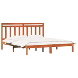 Bed Frame Wax Brown 205.5 x 185.5 x 100 cm Solid Pine Wood 3418146