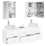 Bathroom Furniture Set 5 pcs White Engineered Wood and Glass 3406887