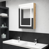 LED Bathroom Mirror Cabinet White and Oak 50x13x70 cm 326493