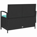 Garden Storage Bench with Cushion Black Poly Rattan 4104219