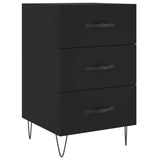 ZNTS Bedside Cabinet Black 40x40x66 cm Engineered Wood 827653