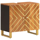 ZNTS 2 Piece Bathroom Cabinet Set Brown and Black Solid Wood Mango 3206289