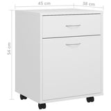 Rolling Cabinet White 45x38x54 cm Engineered Wood 808440