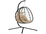 Hanging Egg Chair Outdoor Indoor Garden Swing Chair with Folding Basket, Thickened Cushion, Garden T3398P327931