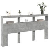 Headboard Cabinet with LED Concrete Grey 200x17x102 cm 839220