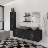11 Piece Bathroom Furniture Set with Basin with Tap Black 273687
