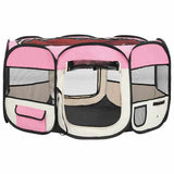 171011 Foldable Dog Playpen with Carrying Bag Pink 125x125x61 cm