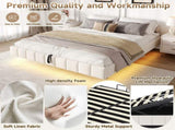 4ft6 Double Floating Bed Frame with Hydraulic Under-bed Storage & Smart RGB LED Lights, No Headboard N652P422490W