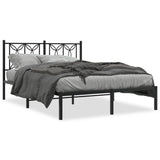 Metal Bed Frame without Mattress with Headboard Black 140x200cm 376129