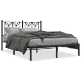 Metal Bed Frame without Mattress with Headboard Black 140x190cm 376128