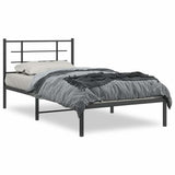 Bed Frame Black Powder-Coated Steel Single Modern Bed Frame 355556